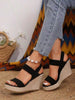 Women's Wedge Heel Platform Sandals, Plus Size, Cross-Border, Espadrille Waterproof Platform, Fashionable Slip-On High Heel Sandals With Chunky Sole